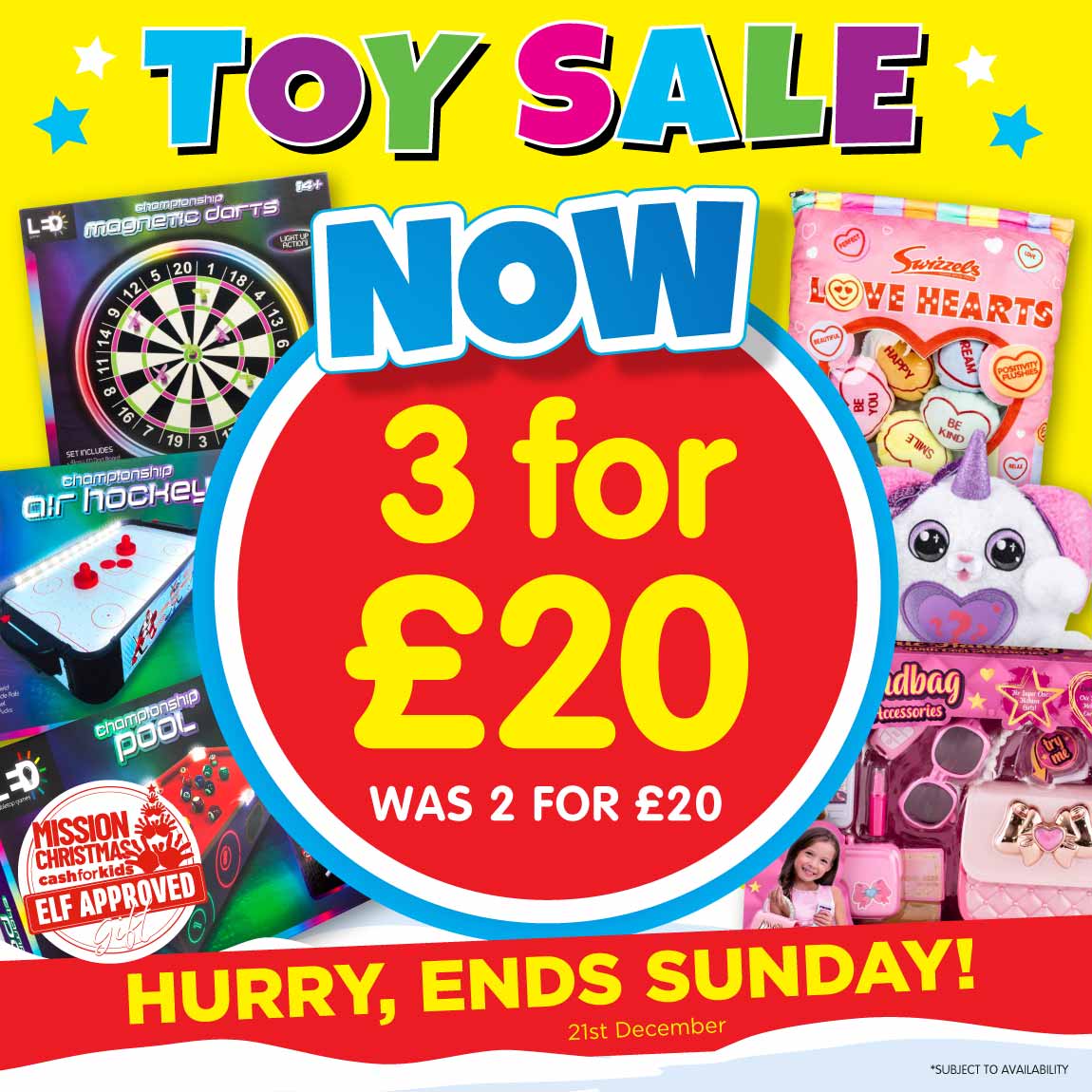 3 for &pound;20 Toys at B&M. Home banner.
